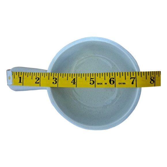 GRAYSTONE McCoy Nelson Soup Bowl Handle Round Gray Drip on Ivory USA Pottery - Picture 12 of 13